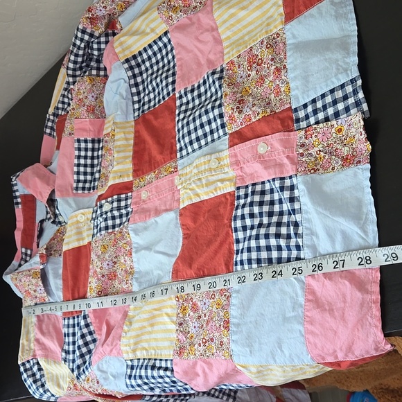 Lands' End Womens Poplin Boyfriend Button Front Patchwork Plus Size Curvy 1X - Picture 13 of 13